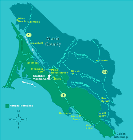 Point Reyes National Seashore & West Marin Chamber of Commerce Map