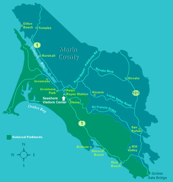 point reyes national seashore and west marin california map
